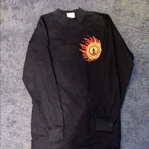 L.A. Gear Black and Orange Long Sleeve Tee with Flame Design